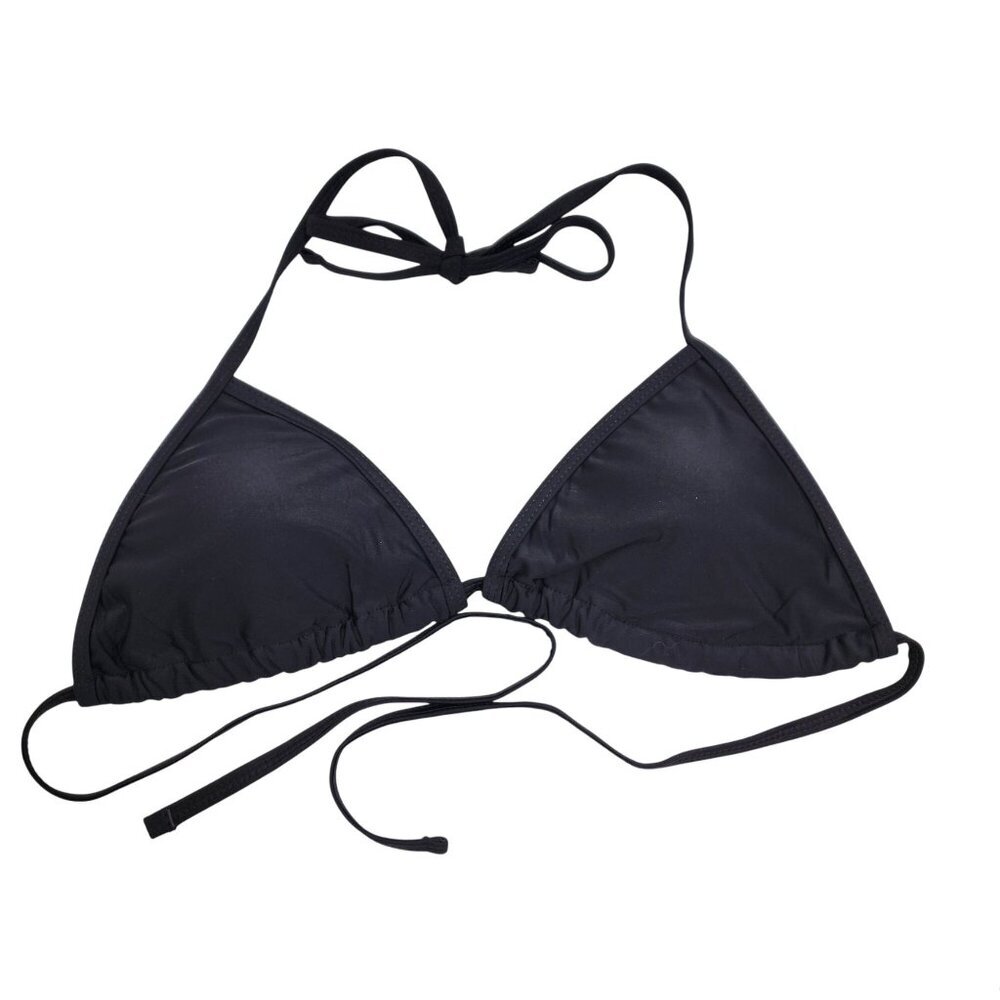 Black Bikini Set With Adjustable Swimsuit Triangle Top Tie-Side Bottoms Size M